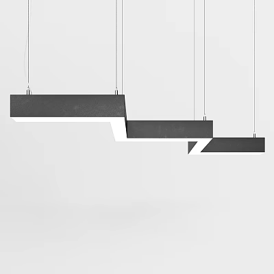 Modern Geometric Chandelier With Linear Black And White Multiple Pendant Hanging Design 3d model