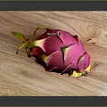 Fresh Pink Dragon Fruit on Wooden Cutting Board with Black Background