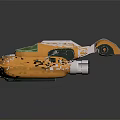 Orange And White Futuristic Flying Vehicle With Green Transparent Cockpit And Streamlined Design