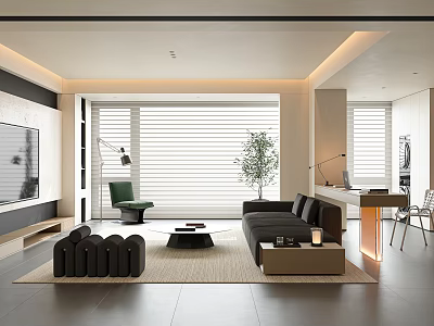 Modern Living Room Interior With Large Window Sofa And Coffee Table 3d model