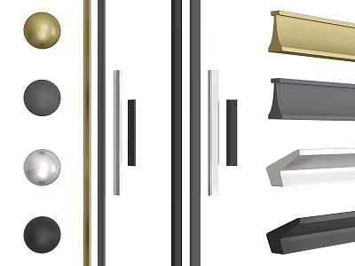 Modern Cabinet Pulls and Handles with Gold Silver Black Finishes and Round Bar Designs 3d model