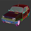 Red Vintage Compact Car With Two Tone Body And Classic Design Elements 3d model