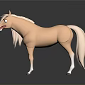 Cute Cartoon Horse Figure With Light Brown Body Long Mane And White Hooves