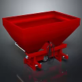 Red Agricultural Broadcast Spreader With Wheeled Base And Metal Container Structure 3d model