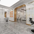 Modern Stylish Beauty Hair Salon Interior With Reception Counter Barber Chairs And Mirrors