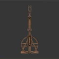 Ancient Wooden Crane Model with Lever System Wheel and Hook Structure