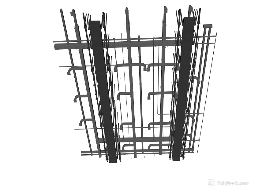 Ceiling Structural Framework With Metal Support Beams And Construction Elements 3d model 