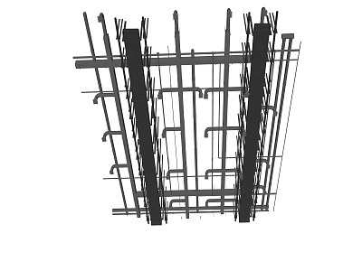 Ceiling Structural Framework With Metal Support Beams And Construction Elements 3d model