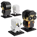 Harry Potter Bricks With Character Figure White Owl And Black Base 3d model