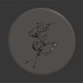 Metallic Mechanical Creature Figure With Skeletal Elongated Limbs On Round Platform