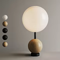 Modern Table Lamp With White Spherical Lampshade Wooden Base And Colored Options