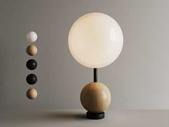 Solid wood glass spherical table lamp 3d model