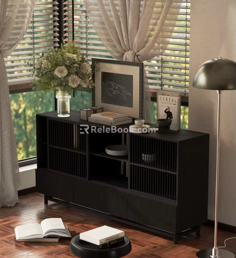 Modern Bucket Cabinet Bucket Cabinet Ornaments Combination Flower Arrange Flower Floor Lamp 3d model