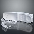 White Landline Phone With Coiled Cord And Keypad Design For Home Use