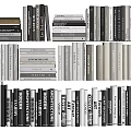 Assorted Books And Magazines Stacked Upright With Minimalist Covers Neutral Tones