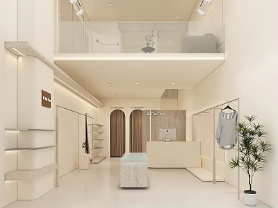 Modern Clothing Store Interior Design With Bright Lighting Clothing Racks And Spacious Layout 3d model