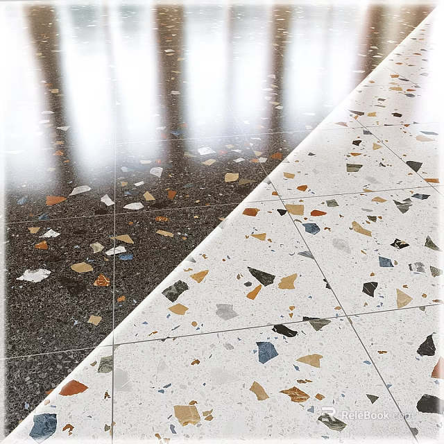 Terrazzo Floor Tiles With Colorful Chips Modern Design And Durable Interior Surface 3d model 