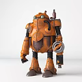 Orange Smart Machine Robot Featuring Mechanical Arms And Vintage Industrial Design