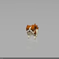 Pixelated Orange And White Bulldog Standing Pose 3D Digital Art Model Design