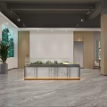 Spacious Exhibition Hall Interior With Bright Lighting Display Shelves Decorative Artworks And Marble Floor