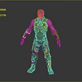 Futuristic Game Movie Character In Green Brown Armored Suit With Helmet And Standing Pose