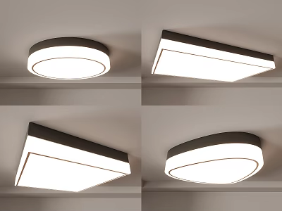 Modern Ceiling Lights In Round And Rectangular Shapes 3d model