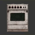 Vintage Gas Stove Kitchen Appliance With Worn Out Design Multiple Burners And Knobs