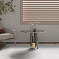 Modern Round Side Table With Marble Top And Geometric Metal Legs In Living Room