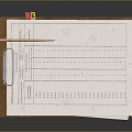 Brown Clipboard With Paper Pencil And Yellow Sticky Note On Dark Background