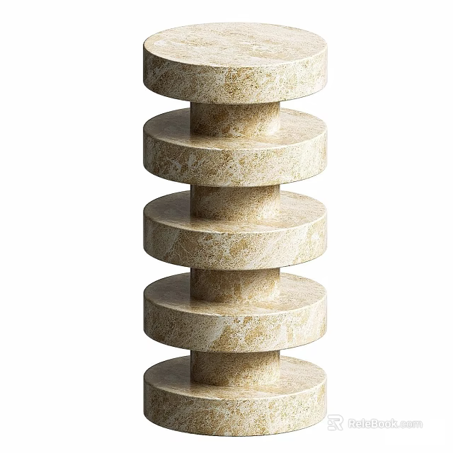 Modern Stylish Side Table With Stacked Circular Marble Texture Layers for Living Room Decor 3d model 