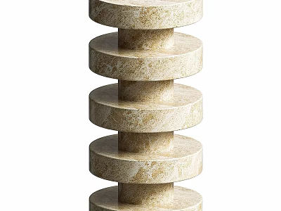 Modern Stylish Side Table With Stacked Circular Marble Texture Layers for Living Room Decor 3d model