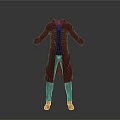 Man Wearing Red Long Coat Open Front Black Inner Gray Pants Black Shoes Gray Background