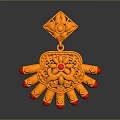 Orange Palm Shaped Clothing Ornament With Floral Pattern And Intricate Design