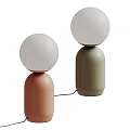 Modern Pink and Green Table Lamps with Round Shades and Cylindrical Bases