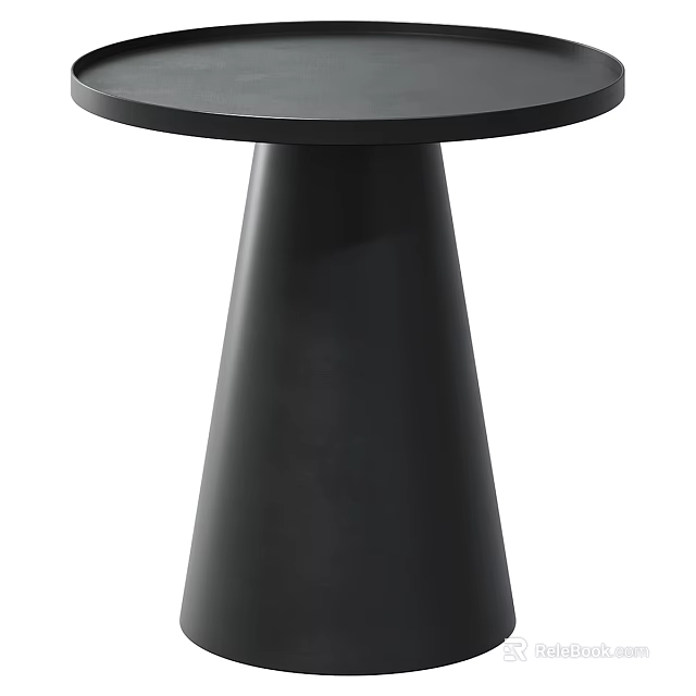 Modern Black Side Table With Round Top And Conical Base Design 3d model
