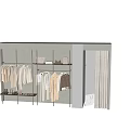 Clothes Store Display Rack With Hanging Different Styles Wardrobe And Neutral Tones 3d model