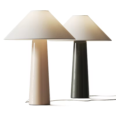 Modern Table Lamps With Beige And Green Sleek Bases And Fabric Shades For Home Decor 3d model