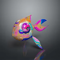 Vibrant Colorful Aquatic Animal Fish With Orange Pink Blue Hues And Large Reflective Eyes