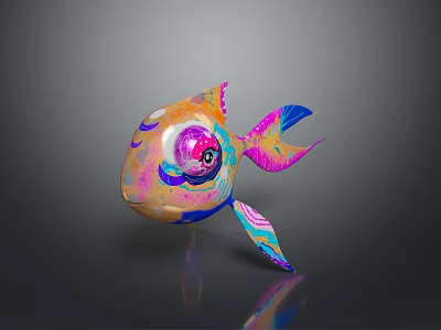 Vibrant Colorful Aquatic Animal Fish With Orange Pink Blue Hues And Large Reflective Eyes 3d model