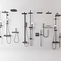 Modern Black Bathroom Shower Systems With Wall Mounted Handheld And Rainfall Heads 3d model