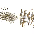 Modern Brass Geometric Chandelier With Abstract Metal Structure For Interior Decor 3d model