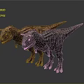 Two Dinosaurs Standing Together With Colorful Scaly Skin On Dark Background