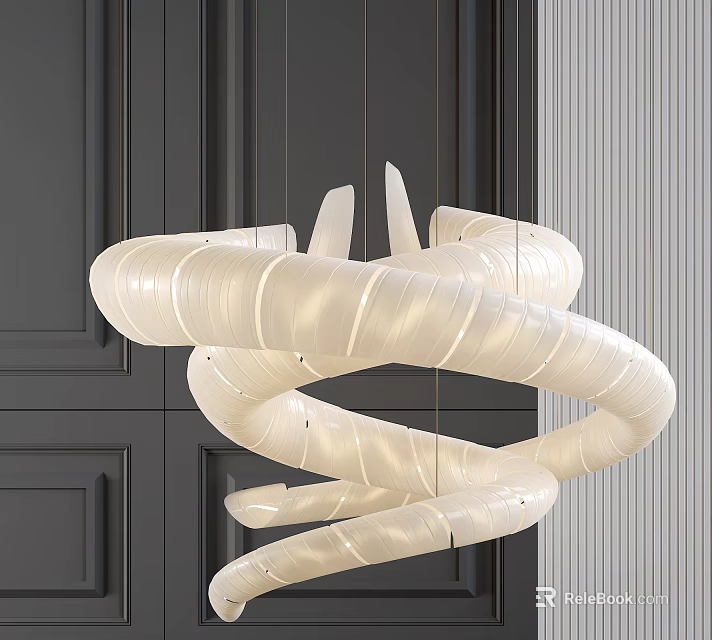 Modern Spiral Shaped Pendant Light With Curved White Design For Interior 3d model 