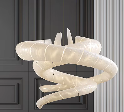 Modern Spiral Shaped Pendant Light With Curved White Design For Interior 3d model