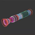 Futuristic Cylindrical Metal Weapon With Circular Rings Shiny Reflective Surface And Hollow Tip