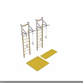 Durable Home Gym Sports Equipment Featuring Wooden Ladder Metal Bars And Hanging Rings