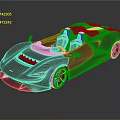 Silver Convertible Sports Car with Two Brown Seats and Sleek Design on Dark Background