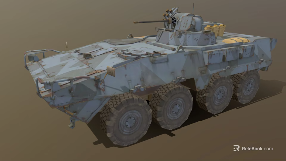 Tactical Armored Functional Vehicle With Wheeled Design Mounted Weapon System And Armor Plating 3d model 