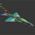 Blue Green Camouflage Painted Passenger Plane With Yellow Logos And Sleek Exterior Design