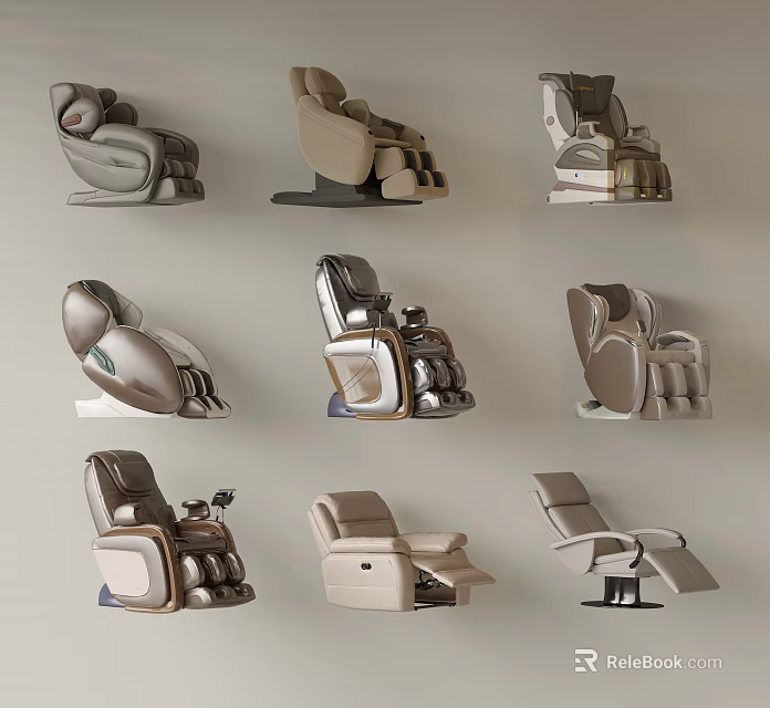 Various Styles Of Massage Chairs With Modern Design And Comfortable Features 3d model 